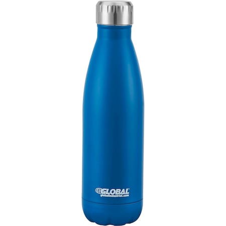 Global Industrial Double Wall Stainless Water Bottle, Blue, 17 Oz. 670338